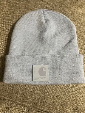 Carhartt Light Gray Cuffed Beanie with Logo Patch